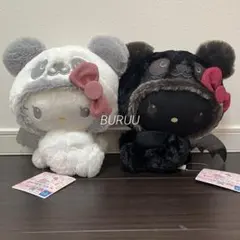 パンダ　ハローキティ　こあくま×てんしBIGぬいぐるみ　サンリオ　2種セット