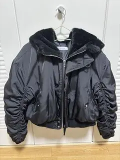 SPIRAL GIRL ファー付きブラッククロップドジャケット