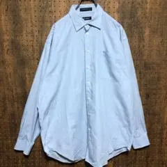 ノーティカ　長袖シャツ　青　ブルー 水色　チェック　無地　　XL YE74