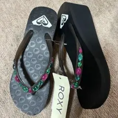 ROXY ビーチサンダル 厚底 ビジュー ブラック　23.0のサムネイル