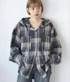 tiptop (ティップトップ)チェックフードBIGシャツ