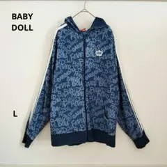 BABY DOLL ネイビー ジップアップパーカー 長袖 秋 L ブルー