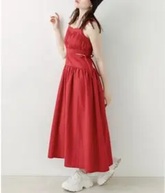 美品】Lil Ambition ビッグリボンオールインワン レッド M - メルカリ