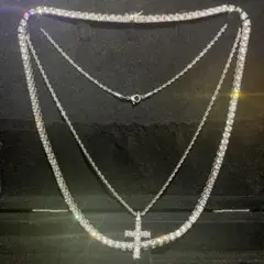 【2点セット✨️】テニスネックレス50cmクロスネックレス45cm hiphop