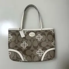 COACH ハンドバッグ ブラウン/ホワイト