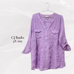 CJ Banks 3X ラベンダーシャツ かわいい チュニック 大きめサイズ