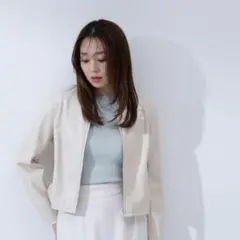 NATURAL BEAUTY BASIC フェイクレザーブルゾン ベージュ