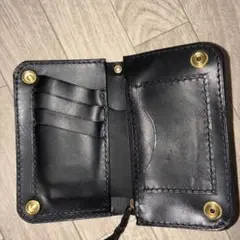 イタリアンレザー　ミドルトラッカーウォレット　真鍮　黒ステッチ　タイプB