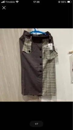 GRL ダークグレー チェック柄 タイトスカート