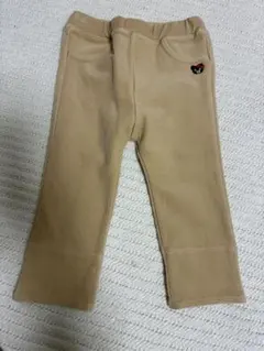 ダブルビー　ミキハウス　ベージュ フリースパンツ クマ刺繍　80