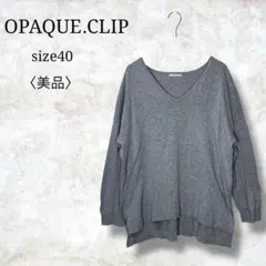 美品✨【オペークドットクリップ】長袖ニット　シャツ　無地　Ｖネック　L