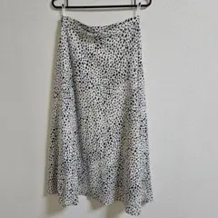 レオパード柄 ロングスカート ウエストゴム 白黒 ダルメシアン モノトーン