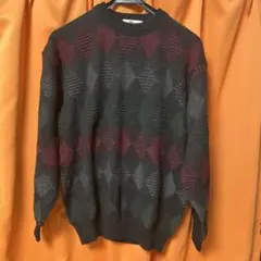 Shot Arrow セーター　ウール100% ダイヤモンドパターン L 黒