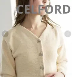 CELFORD クロップドリボンビジューカーデ秋冬羽織り着回し◎ラメ糸