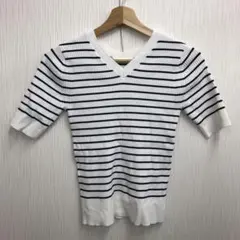PLST UVカットレーヨンブレンド2WAYセーター　ボーダー　美品のサムネイル