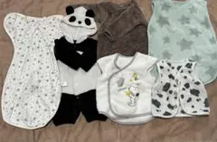ベビー服セット スリーパー　着るおくるみ　ベストやパンダフード付きロンパースなど