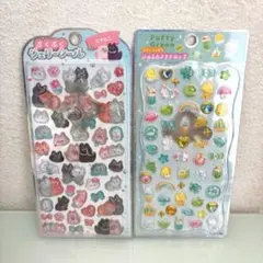 ぷくぷくジェリーシール　にゃんこ　ストーンつきジュエルプチドロップ