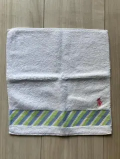 ラルフローレン　ホワイトタオル ストライプ ピンクロゴ