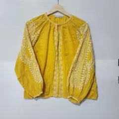 ne Quittez pas ヌキテパ 刺繍 ブラウス インド綿 イエロー Fのサムネイル