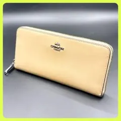 コーチ COACH ブラウン本革 ラウンドファスナー長財布 ゴールド金具