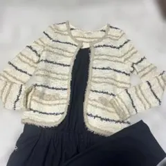 UNITED ARROWS ニットジャケット ノーカラー ツイード ボーダー