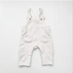 プティマイン もこもこクマサロペット オーバーオール ホワイト アイボリー 80