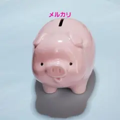 ブタさん貯金箱　陶器製【少々難あり】