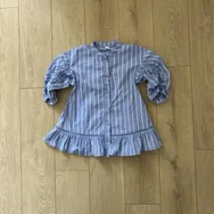 apres les cours◆ブルー×ホワイトストライプワンピース80サイズ