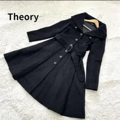 Theory セオリー コート ベルト Aライン 黒 ブラック カシミヤ混