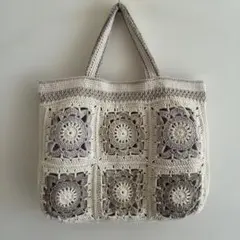 かぎ針編みモチーフバッグ　ニットバッグ