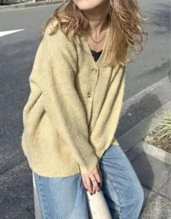 Ungrid ニットカーデ　イエロー　カーディガン