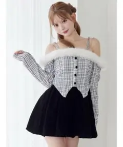 EATME ツイードストラップミニワンピース