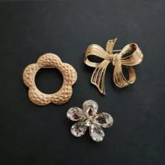 ブローチ 3点セット フォーマル 北欧風 入学式 ゴールド