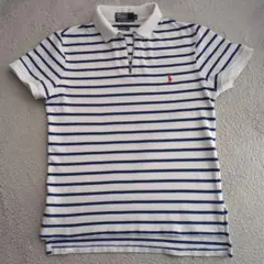 Polo by Ralph Lauren ポロシャツハーフジップ M 白/青