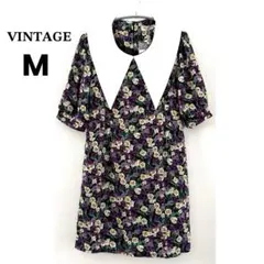 vintage ヴィンテージ レトロ柄 花柄 ワンピース Mサイズ