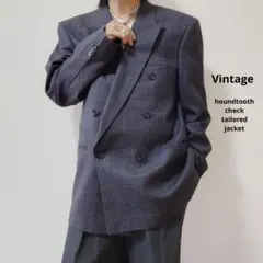 EUヴィンテージ千鳥チェックテーラードジャケット ダブルブレスト 古着