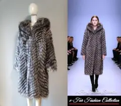 主役オーラが漂う☆セレブリティなシルバーフォックスロングコート本物毛皮コート新品