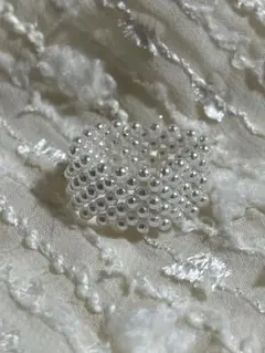 ホワイトパール風ビーズ多層リング