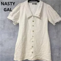 トップス【M】ビッグカラー ブラウス 白 パフスリーブ チュニック シャツ