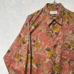 デザインシャツ　総柄　ヴィンテージ　レトロ　花柄　ボタニカル　アート　奇抜　長袖