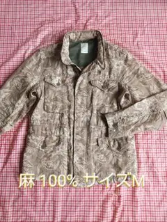 BACK NUMBER　麻100% M-65タイプ ミリタリージャケットMのサムネイル