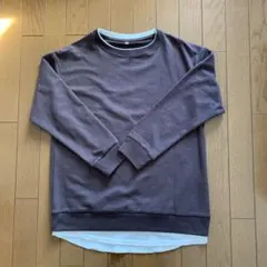 長袖カットソー 重ね着風 ブラウン