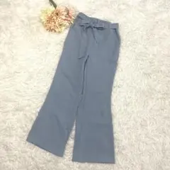 GU スリットフレアパンツ Mサイズ ブルー 伸縮性 221-330644