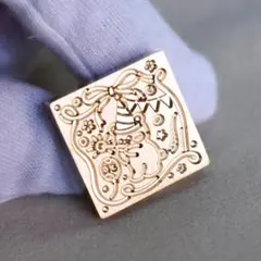 22ｍｍシーリングワックススタンプ真鍮ヘッド正方形スタンプ可愛いクマ熊パーティー