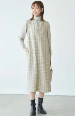 【ROPE PICNIC】着丈が選べるラメツイードジャンパースカート38