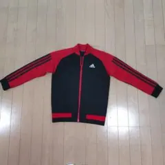 美品　adidas　アディダス　ジャージ　140　長袖　赤　黒　子供　上着