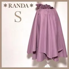 ランダ アシンメトリーギャザースカート フレアスカート 膝丈スカート フリル