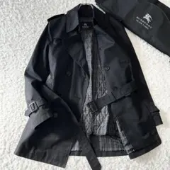 ✨美品✨バーバリーブラックレーベル トレンチコート 2way ショート丈 綿 黒