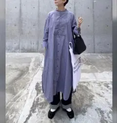 【 ニコアンド】 美品　マーセBIGストライプシャツワンピース