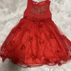 赤い花刺繍のフォーマルドレス 120cm~